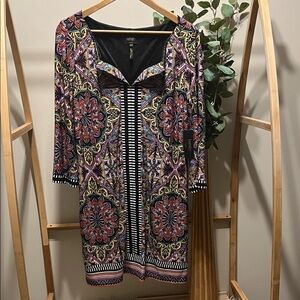 NWT Laundry By Shelli Segal Dark Patterned Dress